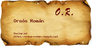 Orsós Román névjegykártya